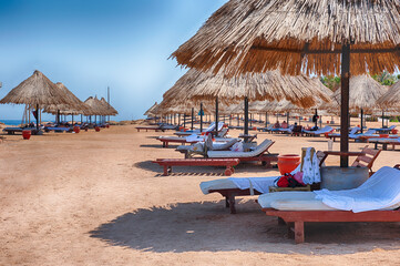 Relaxation on a beach in Sharm el Sheikh, Egypt
