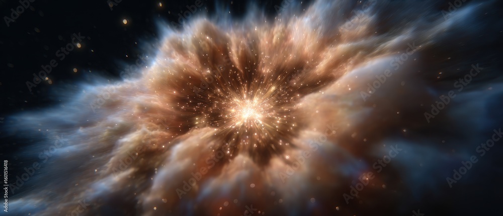 Poster captivating supernova explosion display in cosmic space for stunning visual content