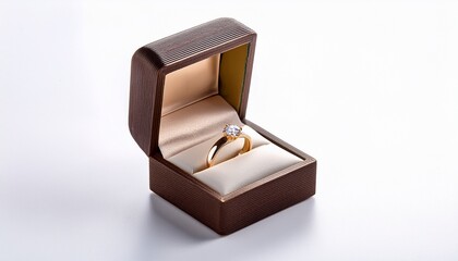 wedding ring in a box isolated on white background