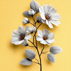 Delicate White Flowers Bloom on Vibrant Yellow Textured Background