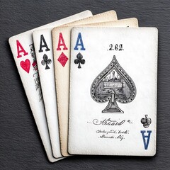 Four Aces Vintage Playing Cards Antique Deck Detail