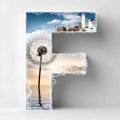 Creative Letter F Art Combining Nature and Industry