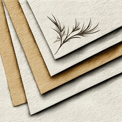 Elegant Textured Papers with Subtle Botanical Illustration for Crafting and Design Projects