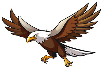 Obraz premium Cartoon vector illustration of a majestic bald eagle in flight