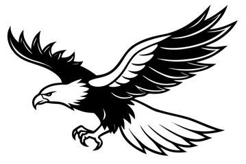 Obraz premium Vector silhouette illustration of a flying eagle with spread wings