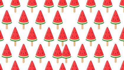 Watermelon popsicle pattern on white background (1)
