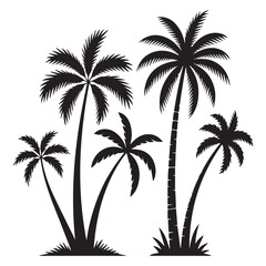 A serene silhouette of tropical palm trees against a bright sky
