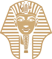 Illustration of a pharaoh's head with headdress on a black background