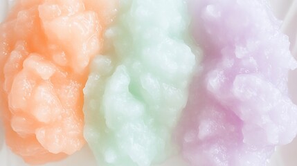 Colorful fruit sorbet assortment with orange, green, and purple hues, a refreshing summer treat