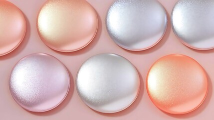 Shimmering makeup palette with pearlescent eyeshadows in neutral tones for beauty and cosmetics
