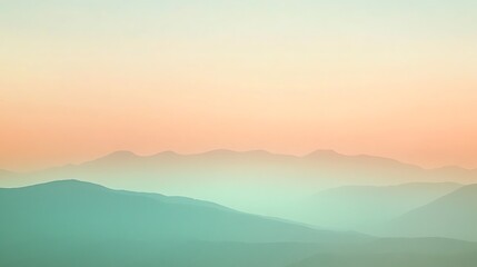 Obraz premium Serene mountain range silhouette with pastel sky, nature background wallpaper, peaceful scenery