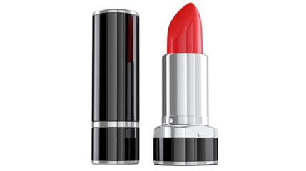 Lipstick with cap open, beauty cosmetic icon in cartoon 3D - isolated on transparent background 