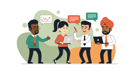 Diverse business team collaborating on a project, ideal for website banners or presentations.