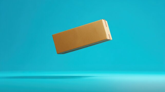 Buoyant Packaging: A Box Afloat on a Crisp, Luminescent Backdrop