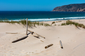 Sunny beach scene near Cascais, Portugal