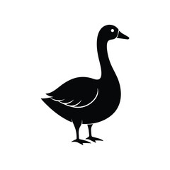 Obraz premium a goose bird full black silhouette vector illustration on white background