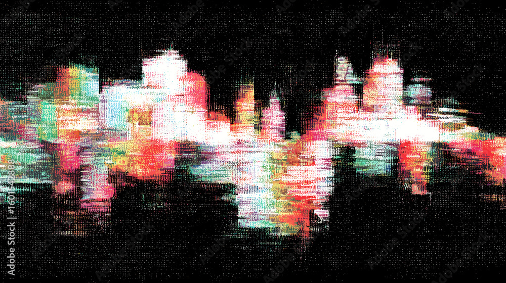 Poster Abstract glitch vector background with colorful digital patterns  