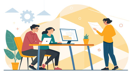 Teamwork and Data Analysis: Illustration for Business Reports and Presentations