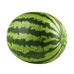 A whole watermelon with a green rind