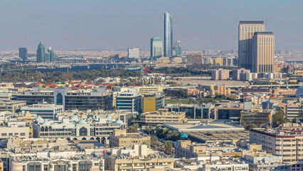 Aerial view of neighborhood Deira with typical buildings timelapse, Dubai, United Arab Emirates