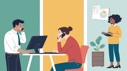 Diverse team working in modern office, ideal for business presentations and website banners.