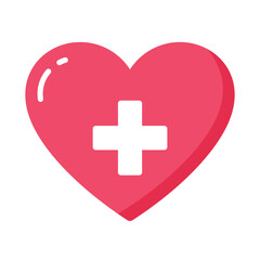 Obraz premium Pink Heart Icon with White Cross Symbolizing Healthcare and Medicine