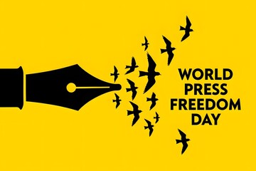 World press freedom day may celebrate journalism media and free speech with birds pen