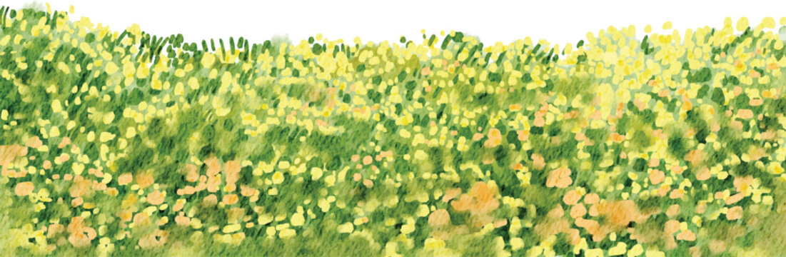 Minimalist nature background featuring a delicate floral border of green foliage and yellow flowers in a soft watercolor style.
