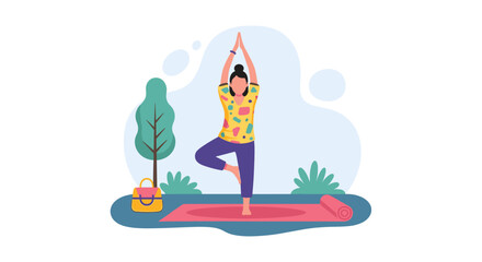 Woman practicing yoga outdoors, perfect for wellness websites or brochures.