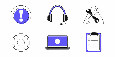 Essential icons for business operations, support, and project management, modern and clean design.