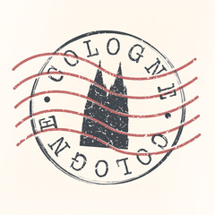 Cologne, Germany Stamp City Cathedral Passport. Design Retro Symbol Famous. Old Vintage Postmark.