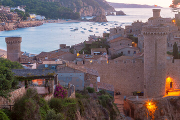 Sunrise over Vila Vella in Tossa de Mar, Spain