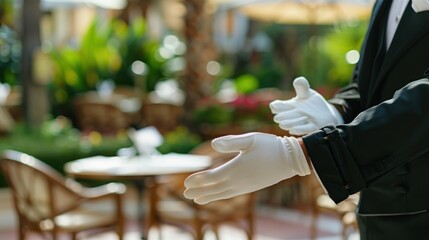 Welcoming Guest in a Luxurious Restaurant