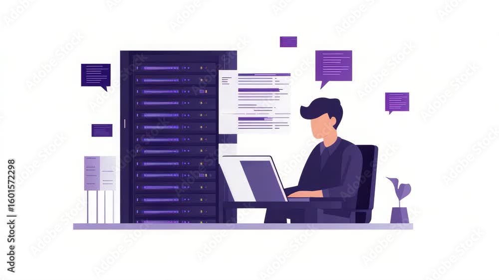 Aufkleber it professional manages data servers and network security with advanced technology