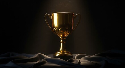 Golden Trophy Cup on Dramatic Backdrop Symbol of Achievement and Success Concept Representing Victory and Triumph