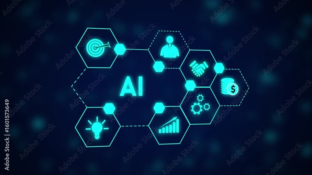 Poster artificial intelligence network technology innovation growth business success future data. ai techno