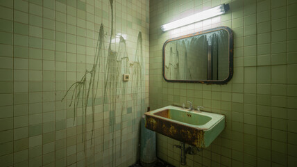 Salle de bain d'un hôpital abandonné