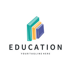 Simple educational learning book logo design, with a simple back to school education concept, illustration template design