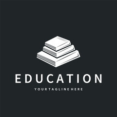 Simple educational learning book logo design, with a simple back to school education concept, illustration template design