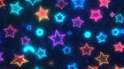 Abstract cosmic background with colorful neon star lights, creates an immersive and dreamy vibe - Powered by Adobe