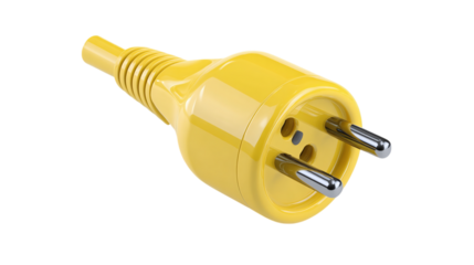 Yellow power plug icon3D rendering cartoon plastic style Isolated on transparent background 