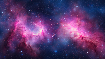 Fototapeta premium A vibrant cosmic scene showing colorful nebulae and countless stars scattered across deep space.