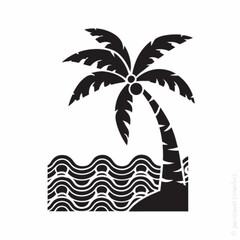 Fototapeta premium Palm tree icon vector art illustration. 