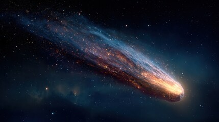 Fototapeta premium Stunning Image of a Comet Streaking Through the Dark and Starry Cosmos
