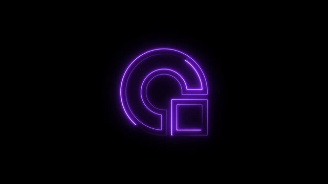 Glowing Purple Neon Letter G Abstract Geometric Shape Futuristic Digital Background Animation