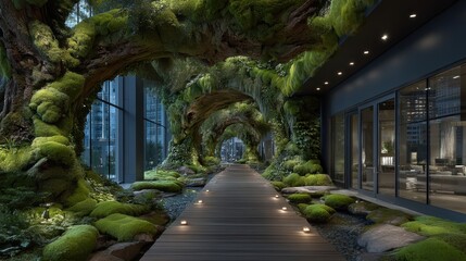 Fototapeta premium Biophilic design concept natureinspired interior space
