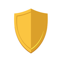 Golden shield illustration offering security, protection, guard, defense, warranty, antivirus, and safety.