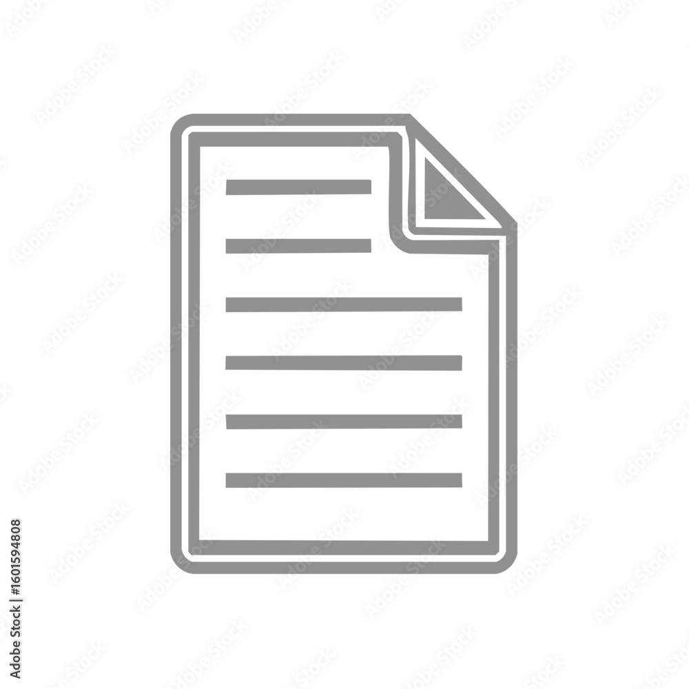 Aufkleber document icon illustration depicting a page with folded corner and text lines for files or reports