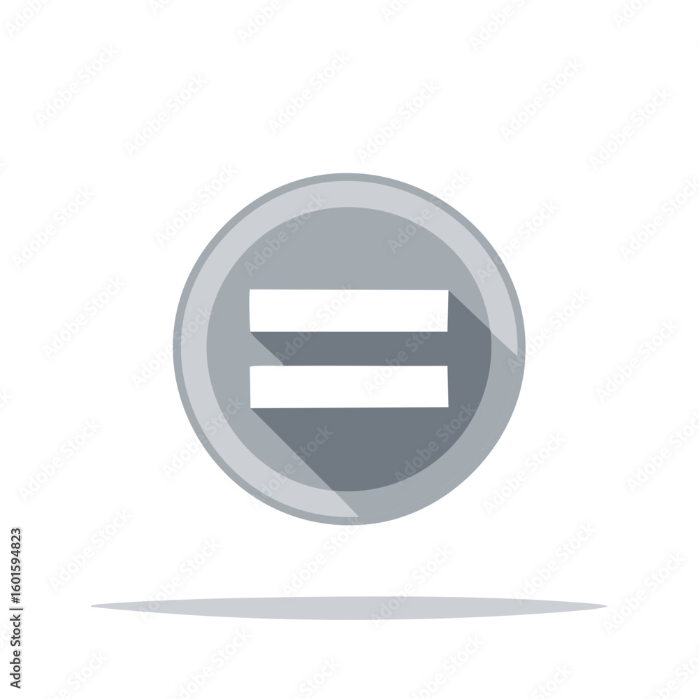 Poster equal sign round icon with shadow - mathematics symbol, calculator button element