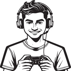 man with headphones listening music